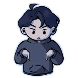 Chibi Andy pointing down